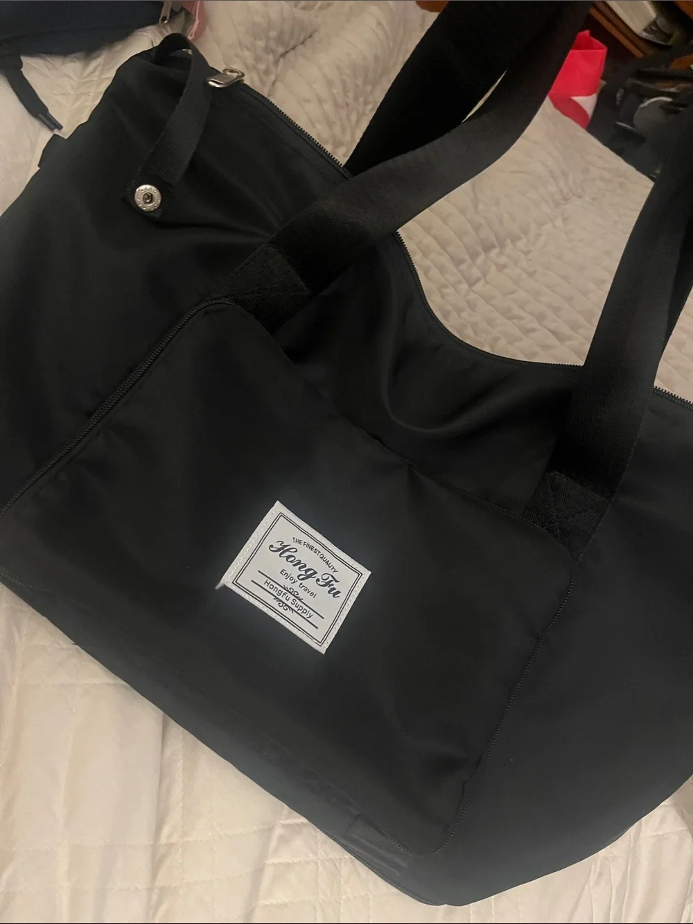 Black Nylon unisex Weekend Tote/gym bag